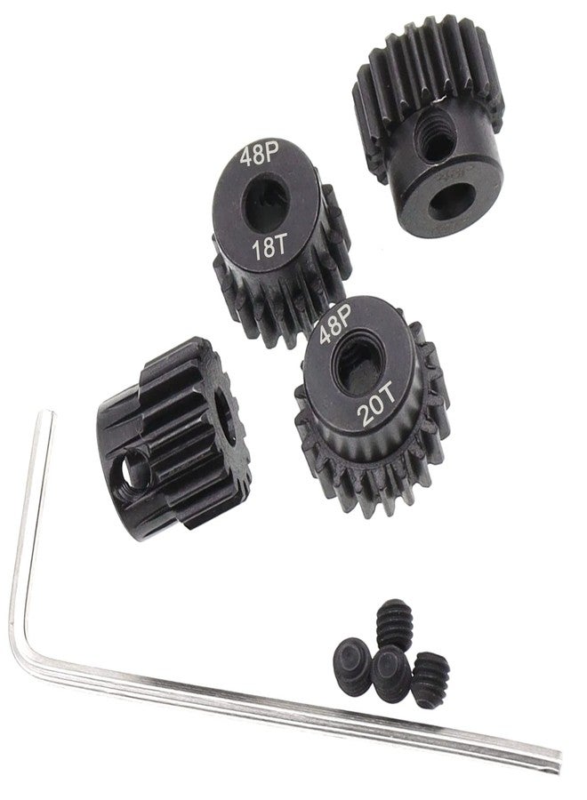 Treehobby 4PCS Metal Steel 48P Pinion Gear Sets 17T 18T 19T 20T fit 3.175mm RC Motor Shaft Gears Compatible with Arrma HPI Kyosho Losi Axial Traxxas Tamiya Associated 1/10 RC Car Monster Truck Buggy - Image 4